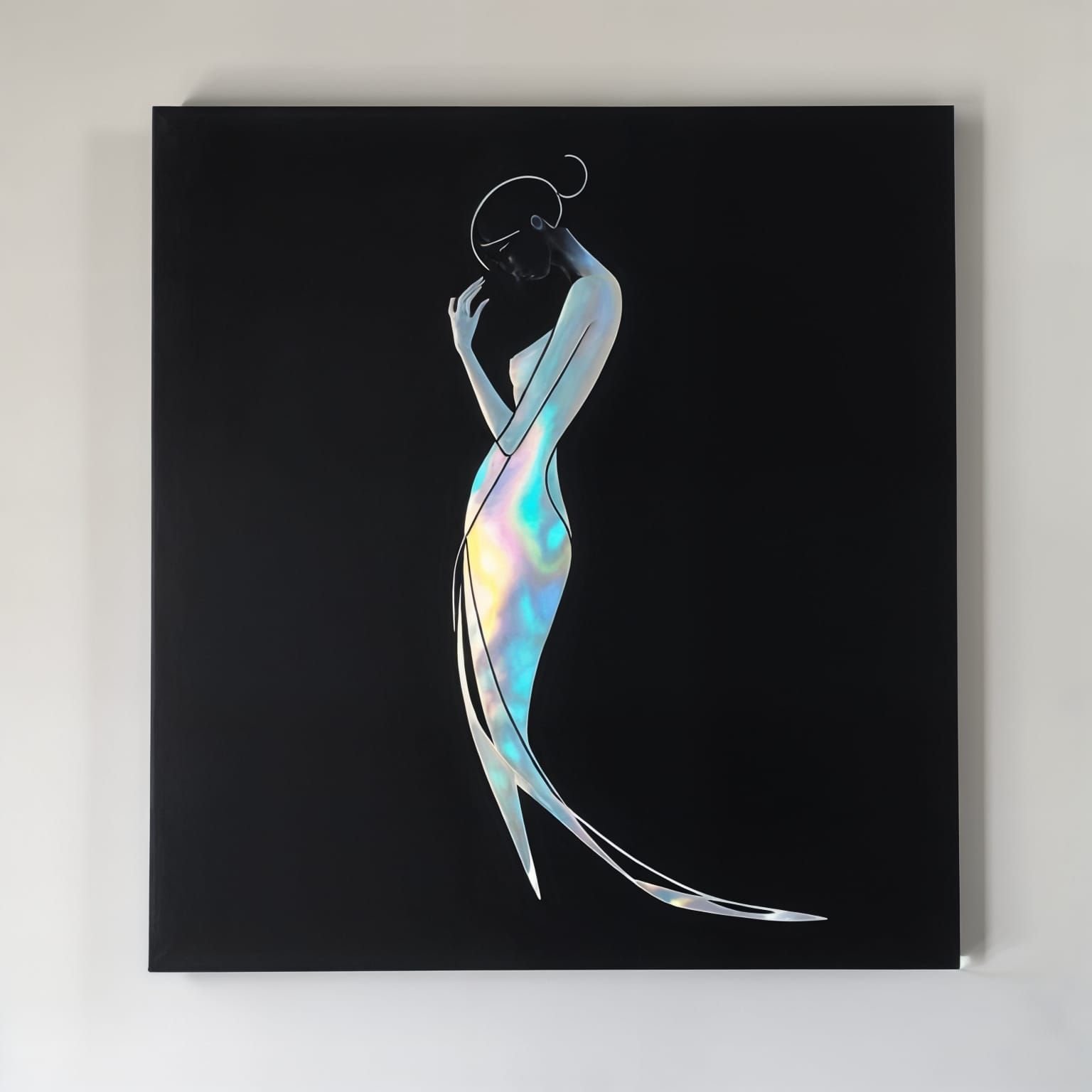 Iridescent Zen: Abstract Female Figure in Minimalist Style