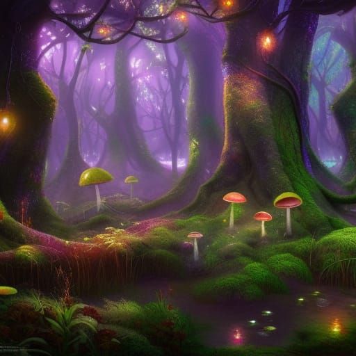 Enchanted Fairy Forest with Fairy Lights