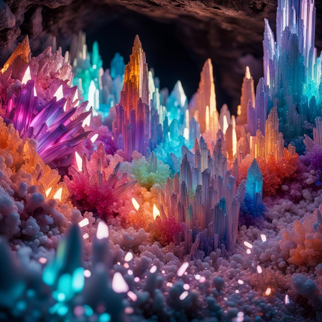 Bright crystalline cave.