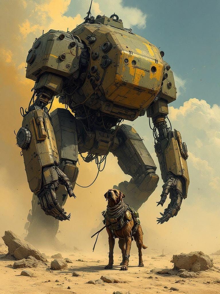 Dieselpunk Dog in Rozalski Style