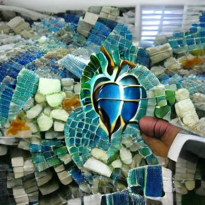 Heart of the Ocean Glass Mosaic Art