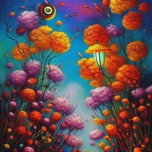 Fantasy Flowers: Mixed Media Painting in Neo-Expressionist S...