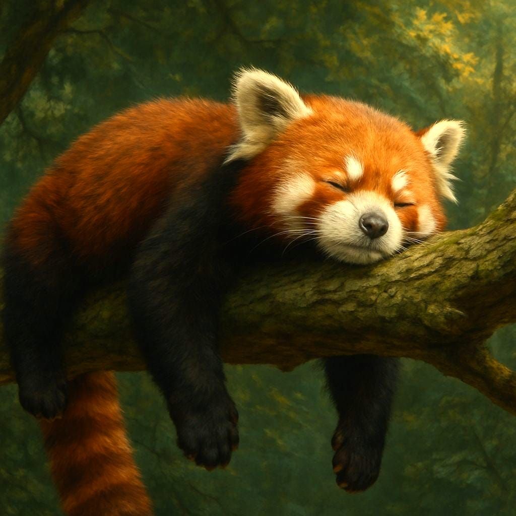 A Sleeping Red Panda