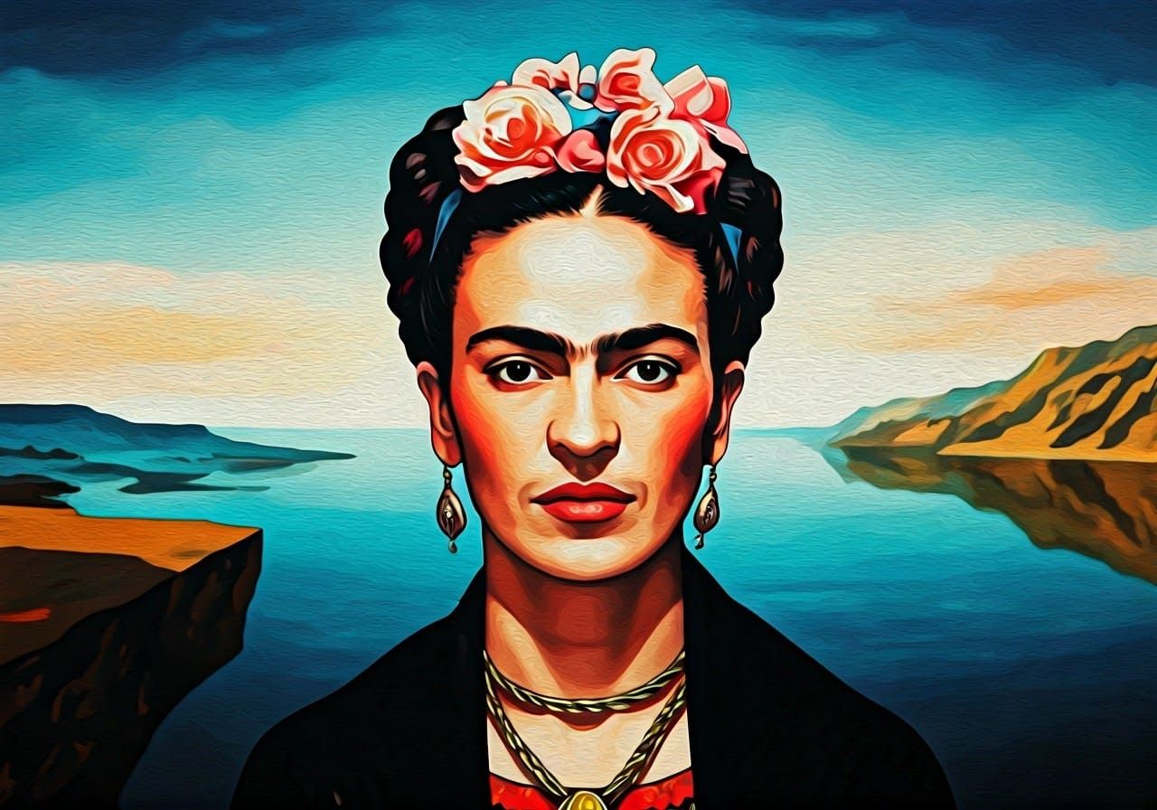 Frida Kahlo Portrait in Pop Surrealism Style