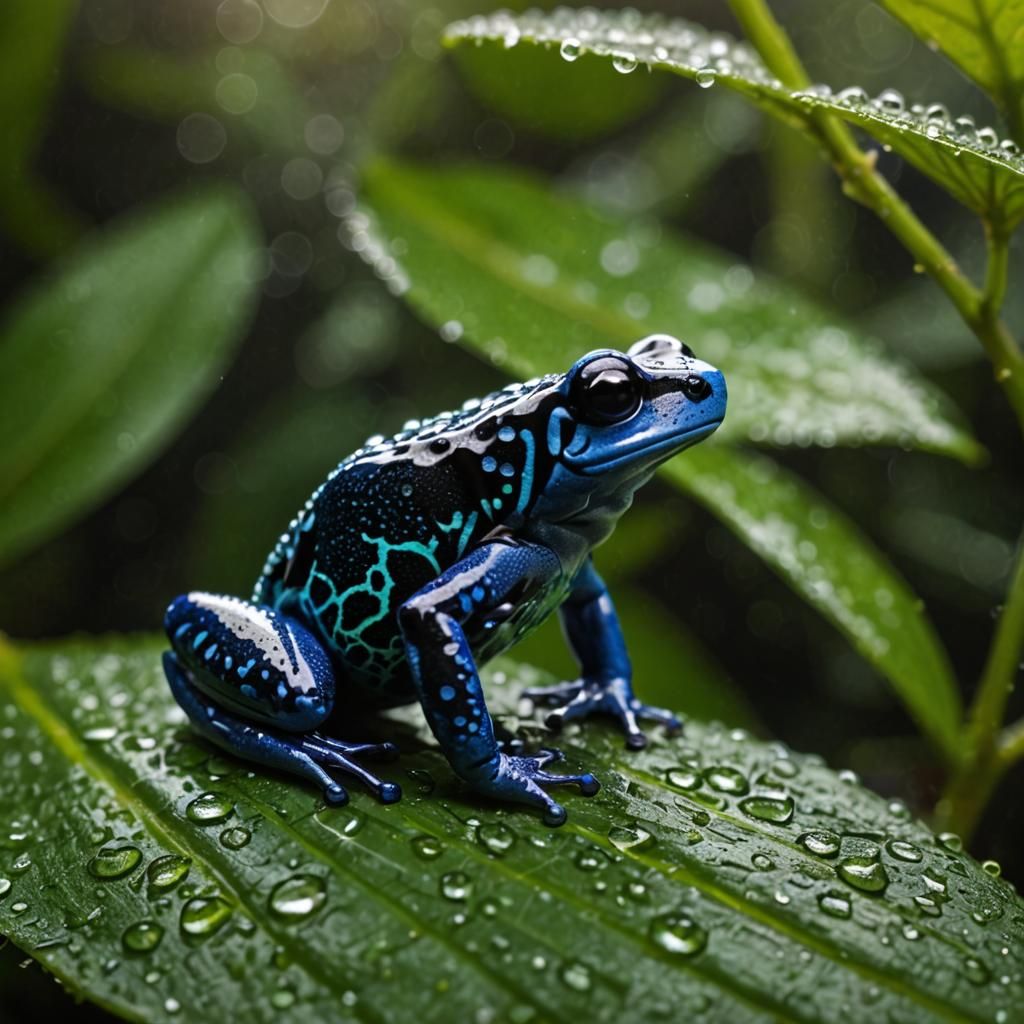 Vibrant Poison Dart Frog in Jungle Macro