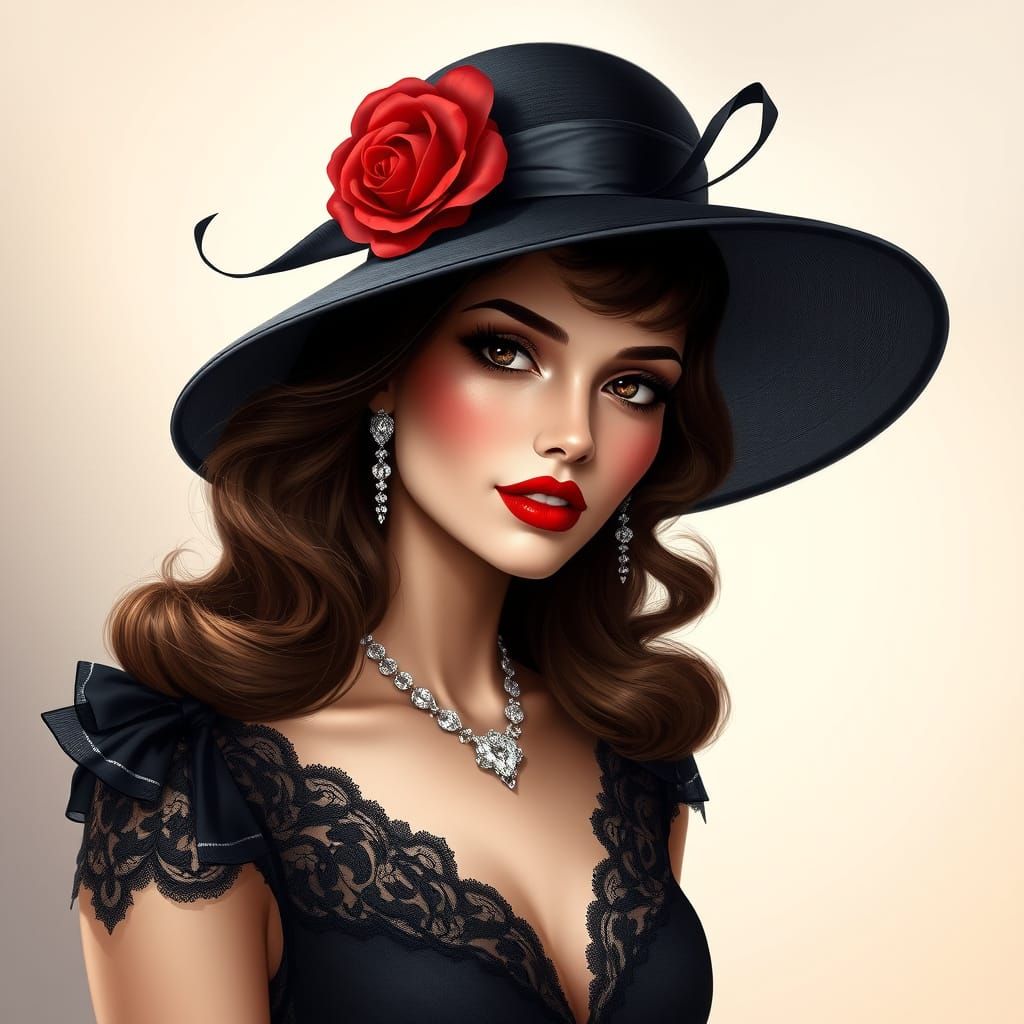 Glamorous Woman in Vintage Style Portrait