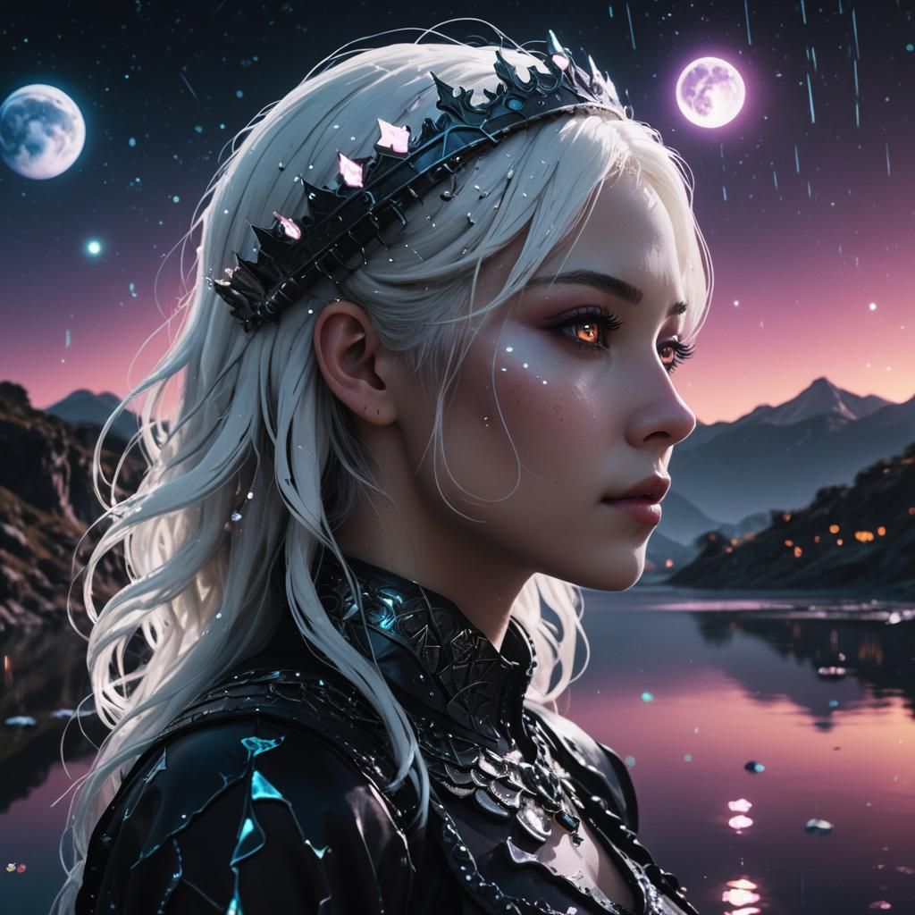 Anime Girl on Alien Planet in Double Exposure