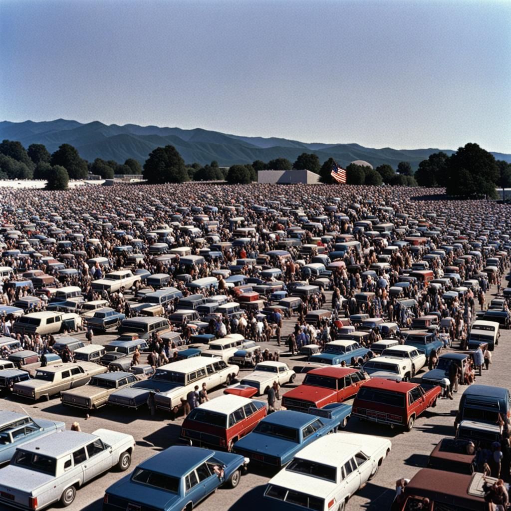 Parking lot of a Grateful Dead concert in 1986.