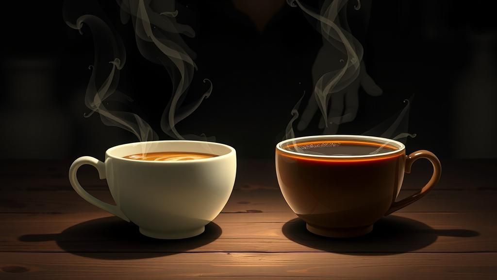 Anime Coffee Cups in Moody Oil Painting Style