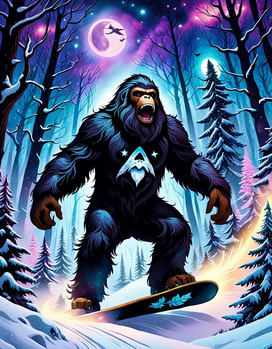 Sasquatch snowboarding