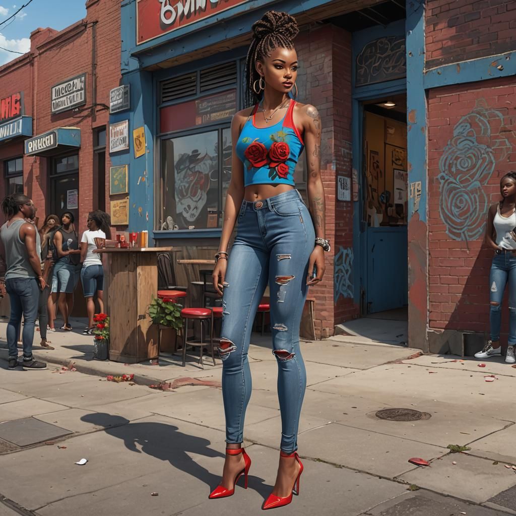 Confident Woman Posing in Vibrant Concept Art