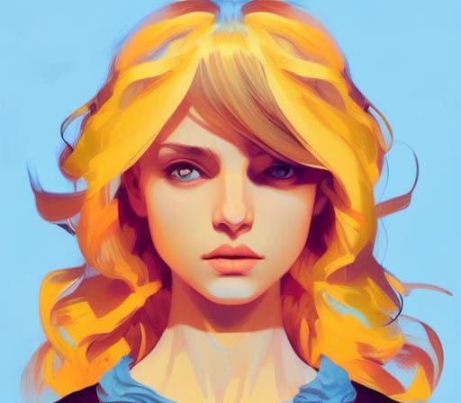 Blonde Woman Portrait in Hyperdetailed Art Nouveau Style