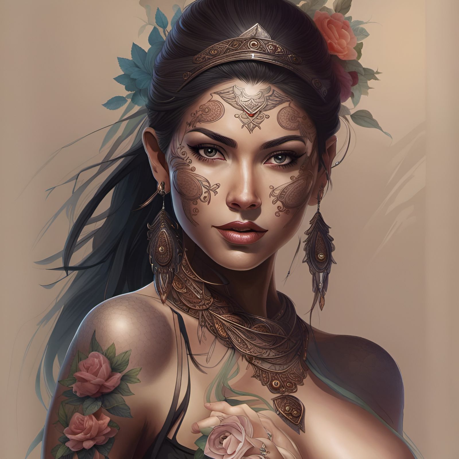 Stunning Portrait of a Woman with Tattoos