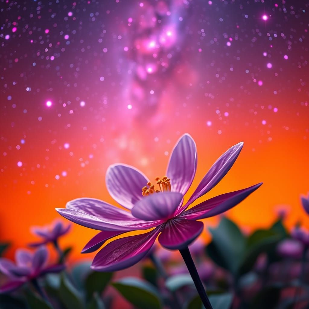 Vibrant Periwinkle Galaxy in Orange and Purple