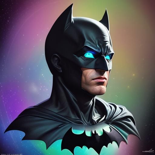 Batman Holographic Astral Illustration in Mixed Media
