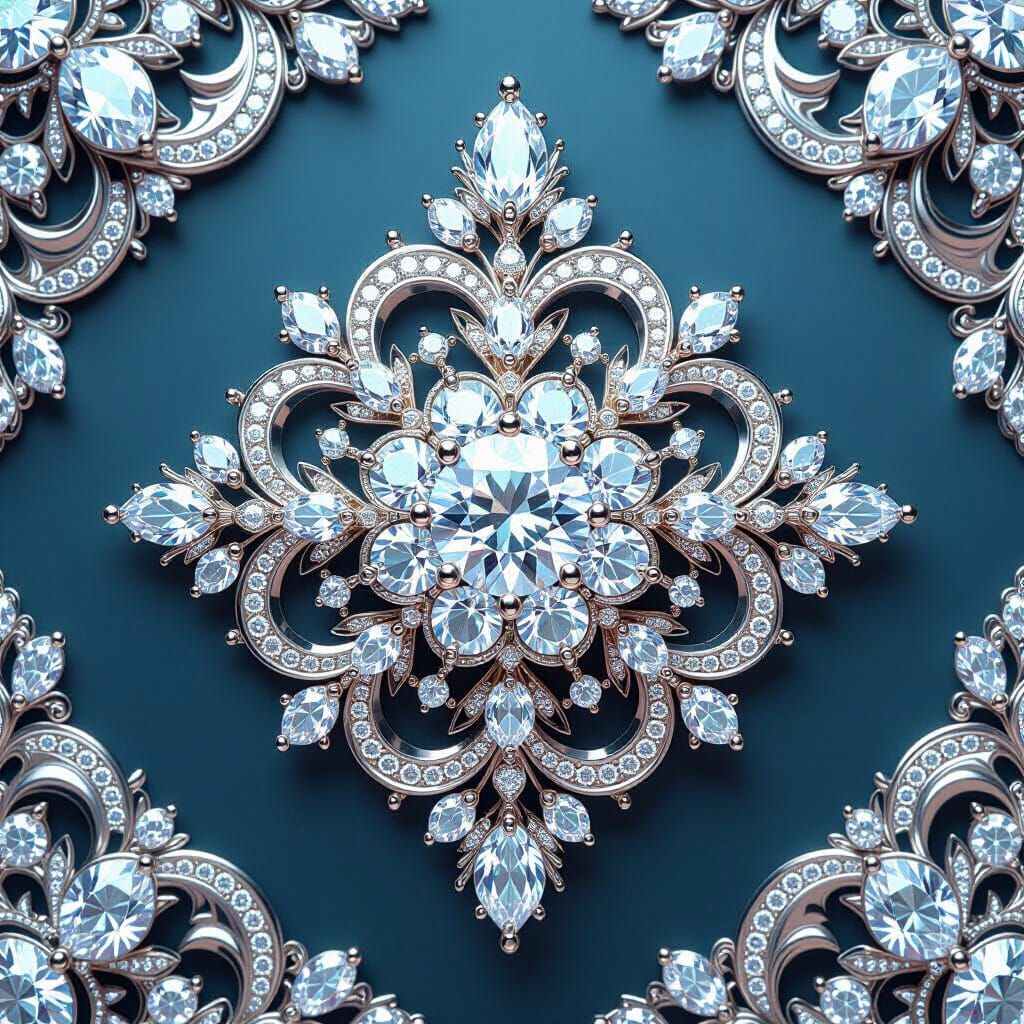 Luxurious Silver and Diamonds with Royal Ornaments