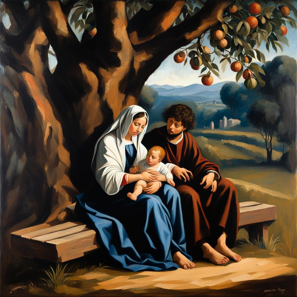 Virgin Mary and Jesus in Baroque Style