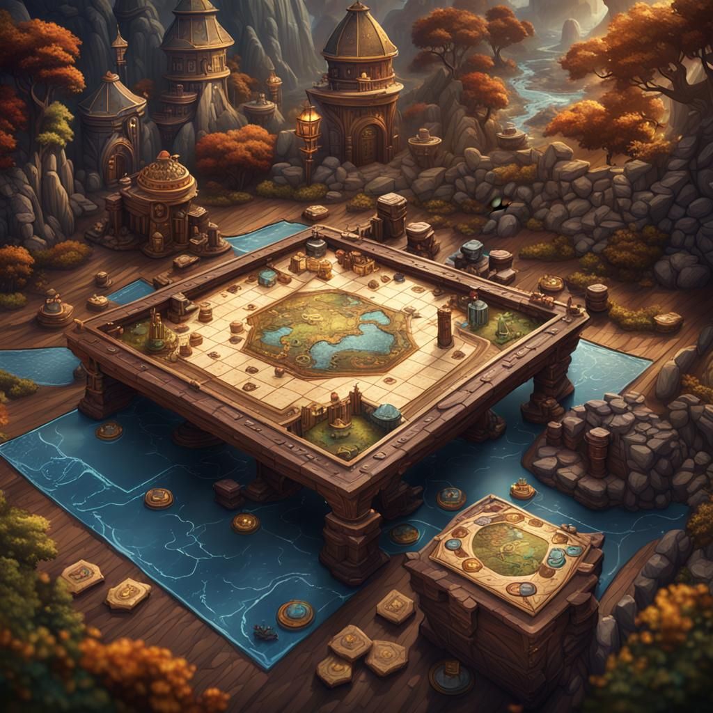 Fantastical Board Game World in Detailed Matte Painting