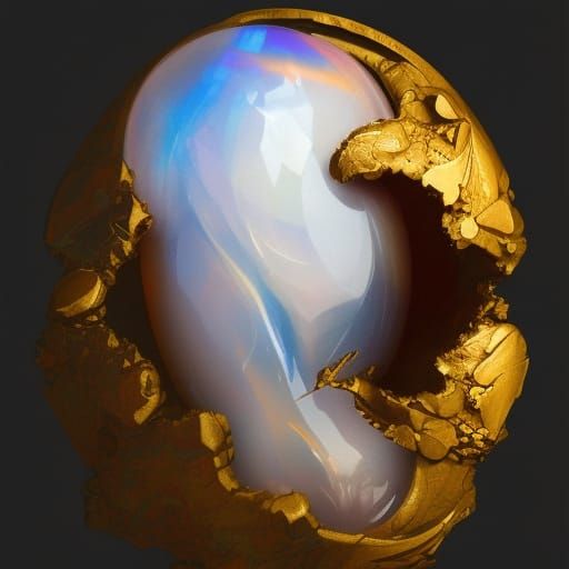 Hyperrealistic Moonstone Gem in Splash Art Style