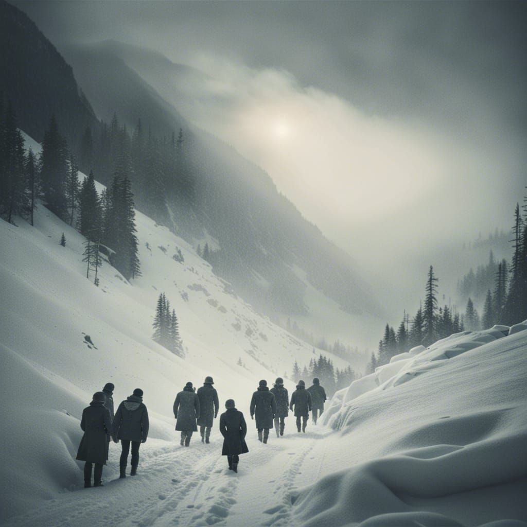 Dyatlov Pass Incident: Vintage Photograph in Winter