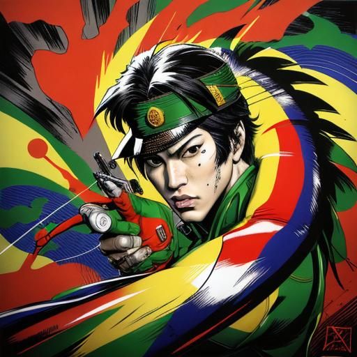 Detailed Soldier Sketch in Reverse Graffiti Style