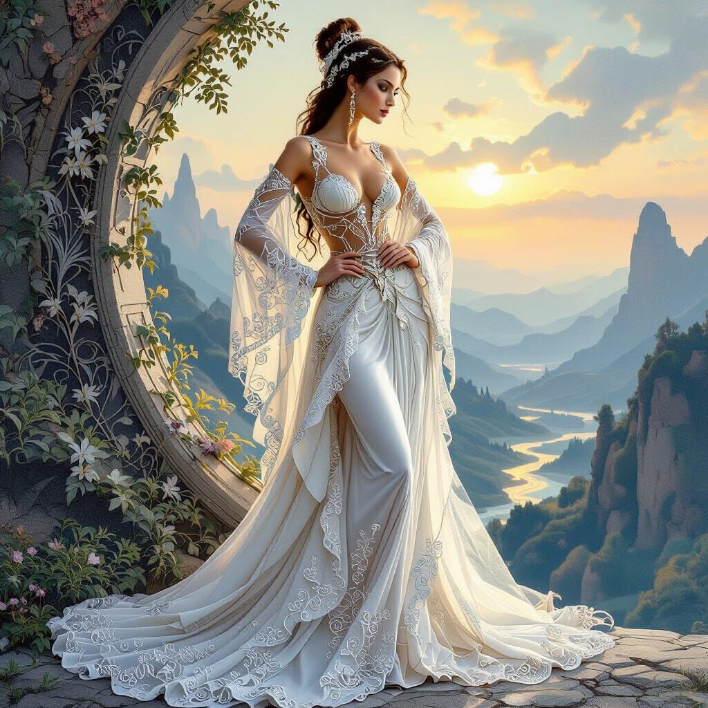 Ethereal Woman in Flowing Clothing, Fantasy Art