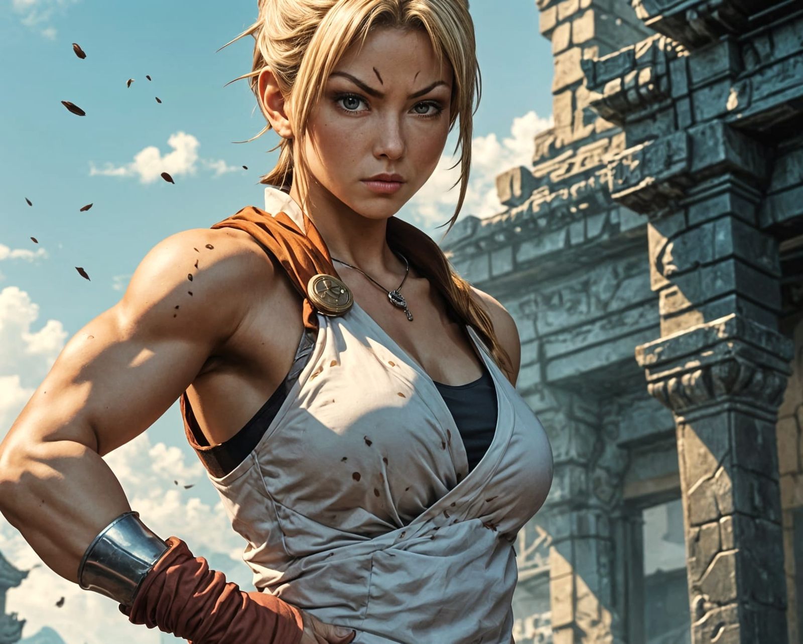 Anime Fighter-Monk Masterpiece in Cel-Shaded Style