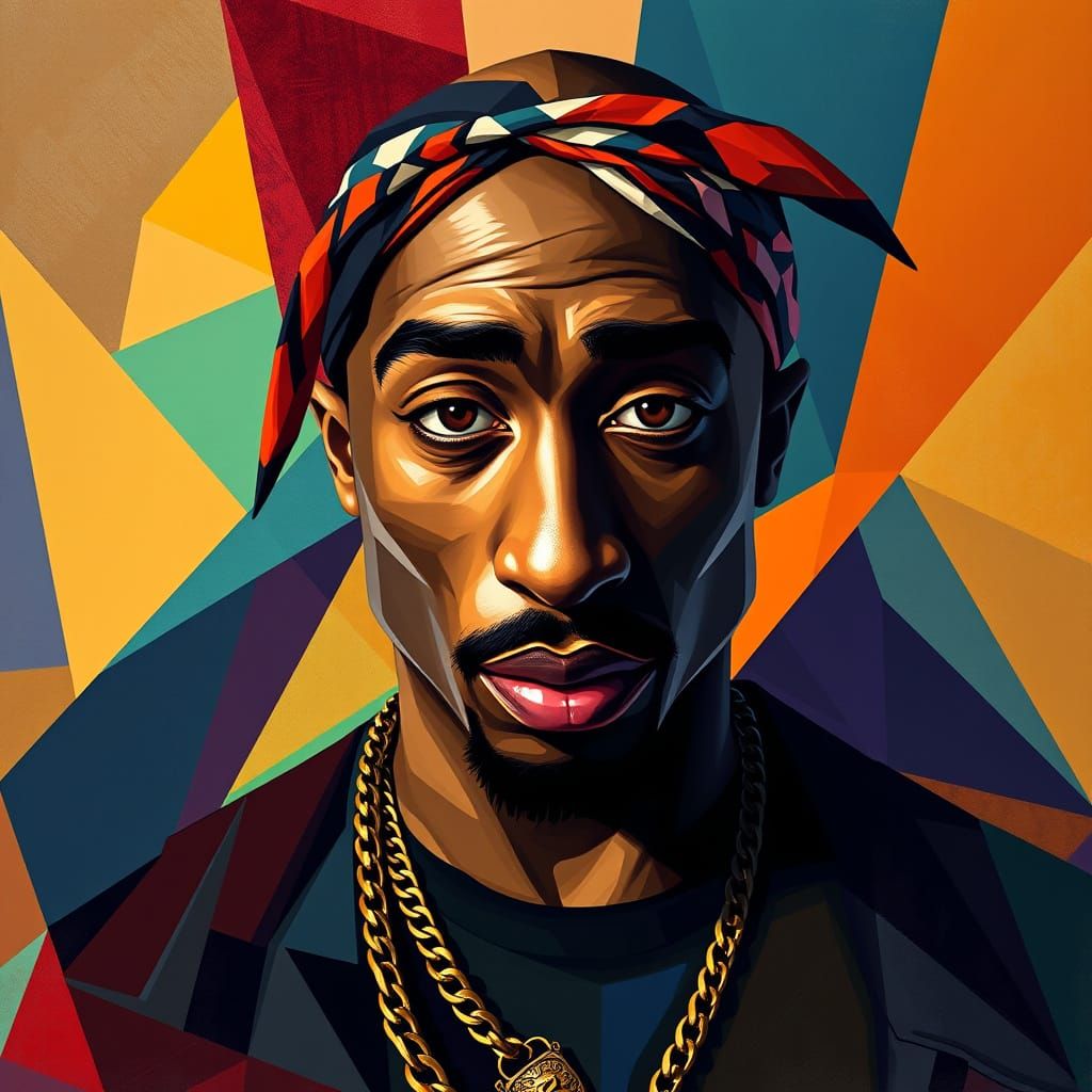 Tupac in Neo-Cubist Art Deco Style