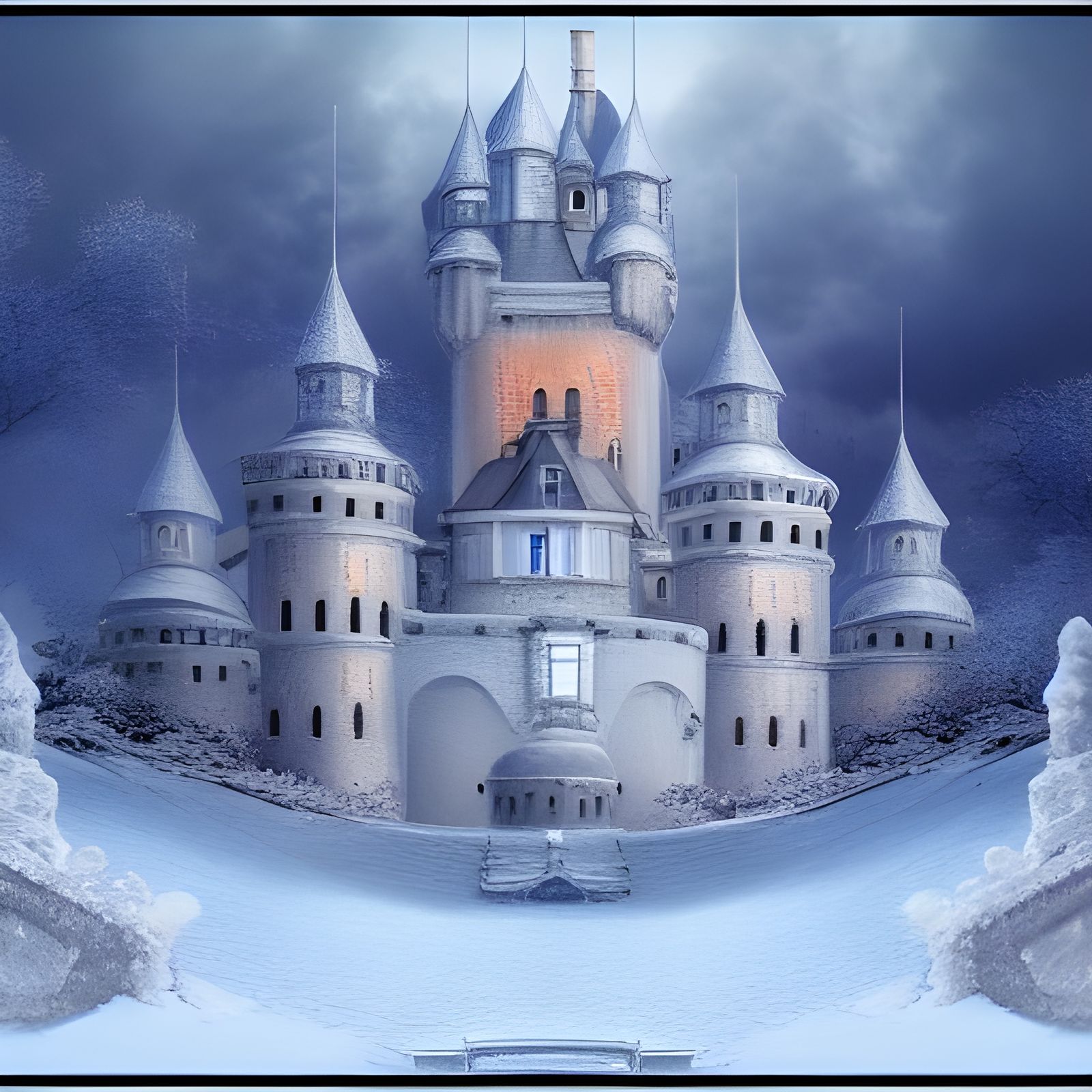 Detailed Matte Painting of a Winter Castle