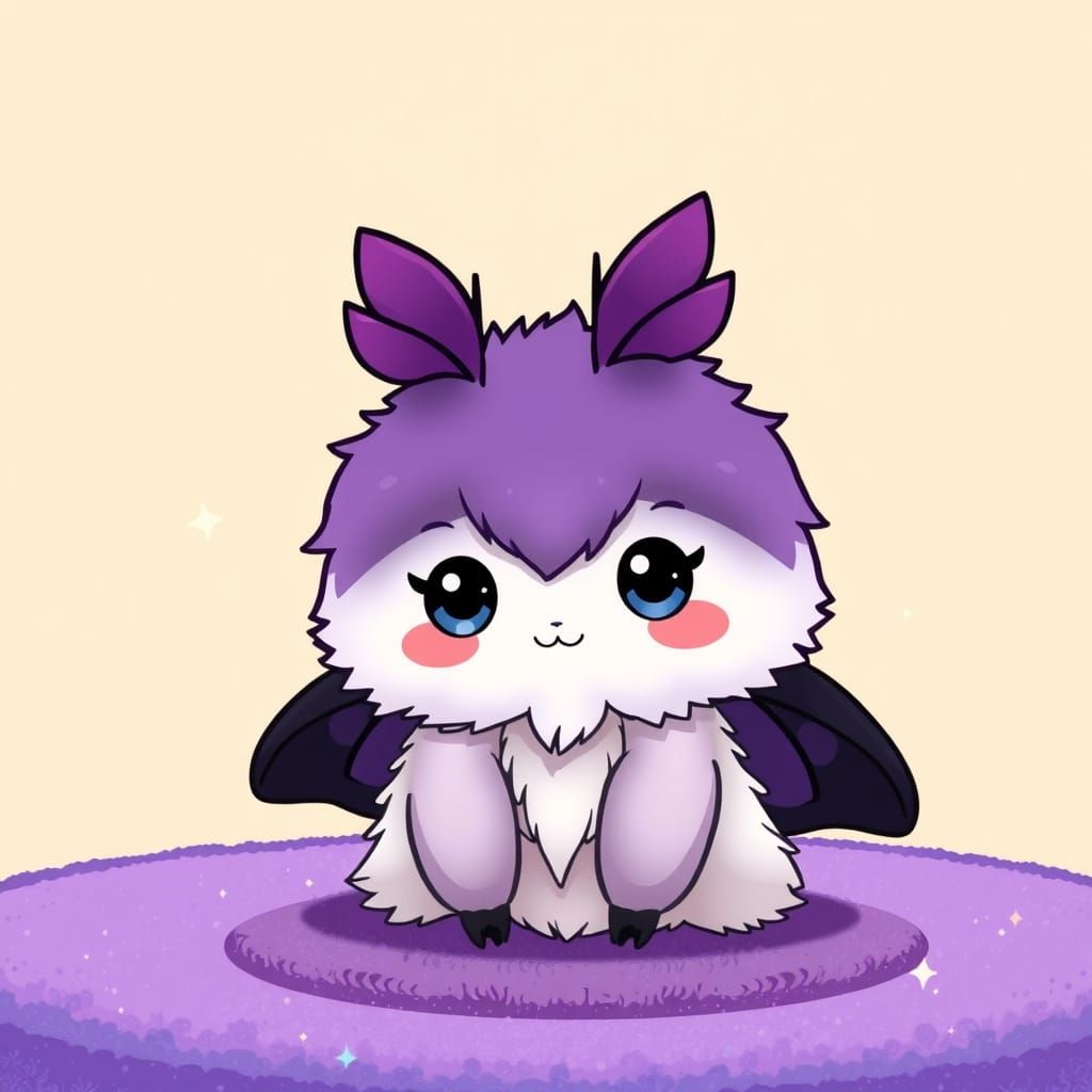Kawaii Chibi Moth with Celestial Wings