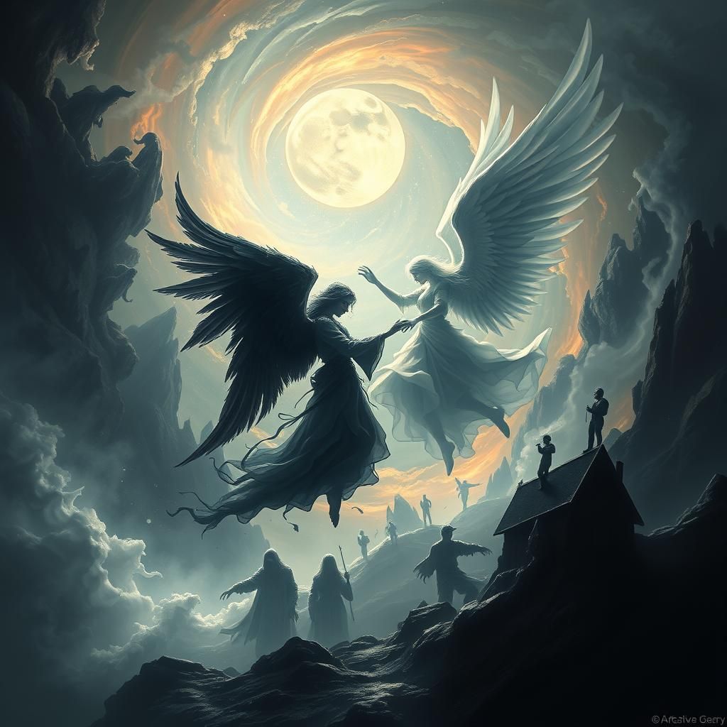 Angels Dancing in Ethereal Landscape as Matte Painting