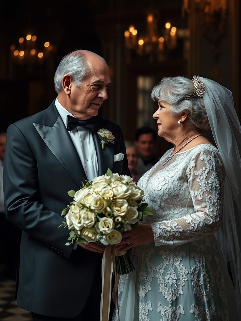 Elderly Couple Marries in Elegant Vintage Style