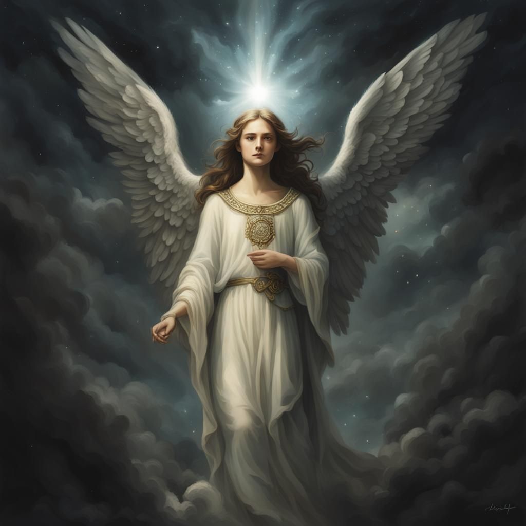 Ethereal Angel with Dark Hair