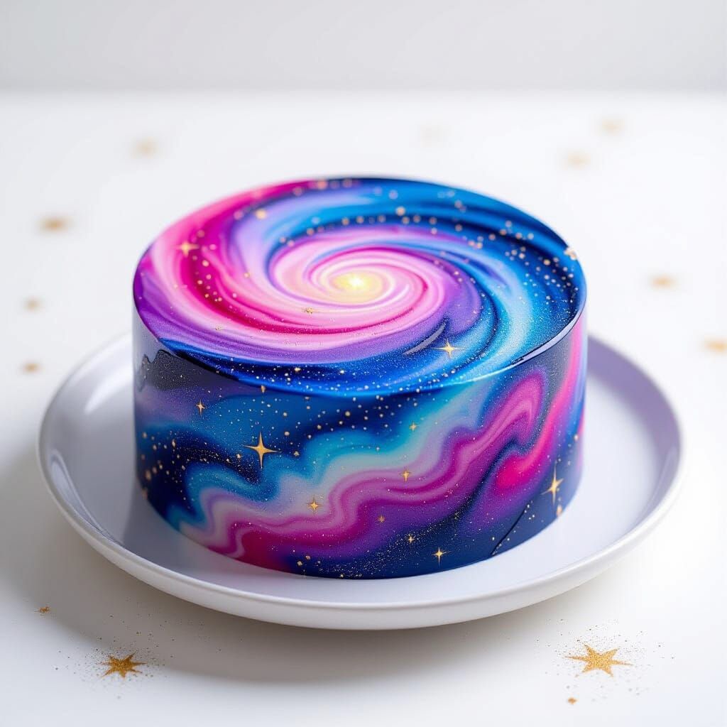 Galactic Cake with Starry Details in Digital Art Style