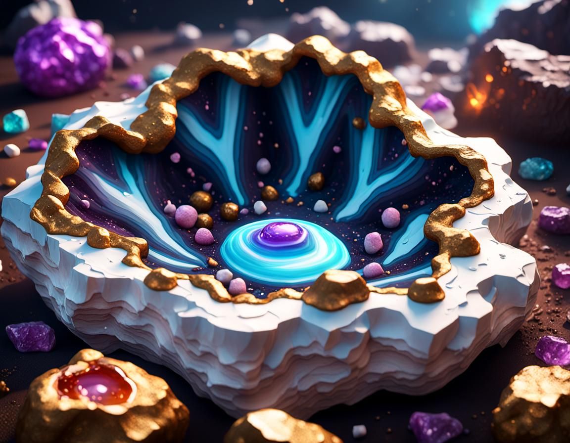 Marshmallow Geode in 3D Game Cinematic Style