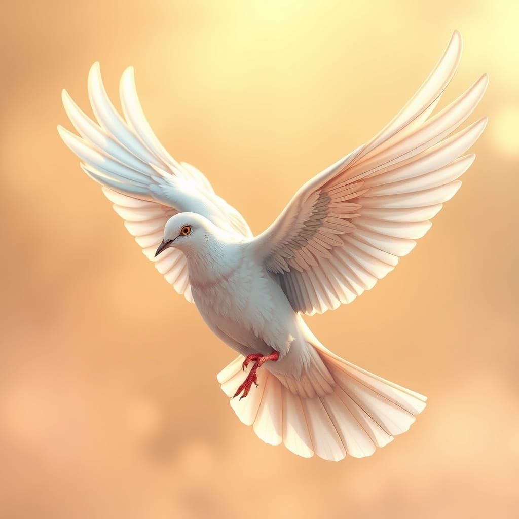 Ethereal Dove in Flight, Anime-Inspired 3D Art