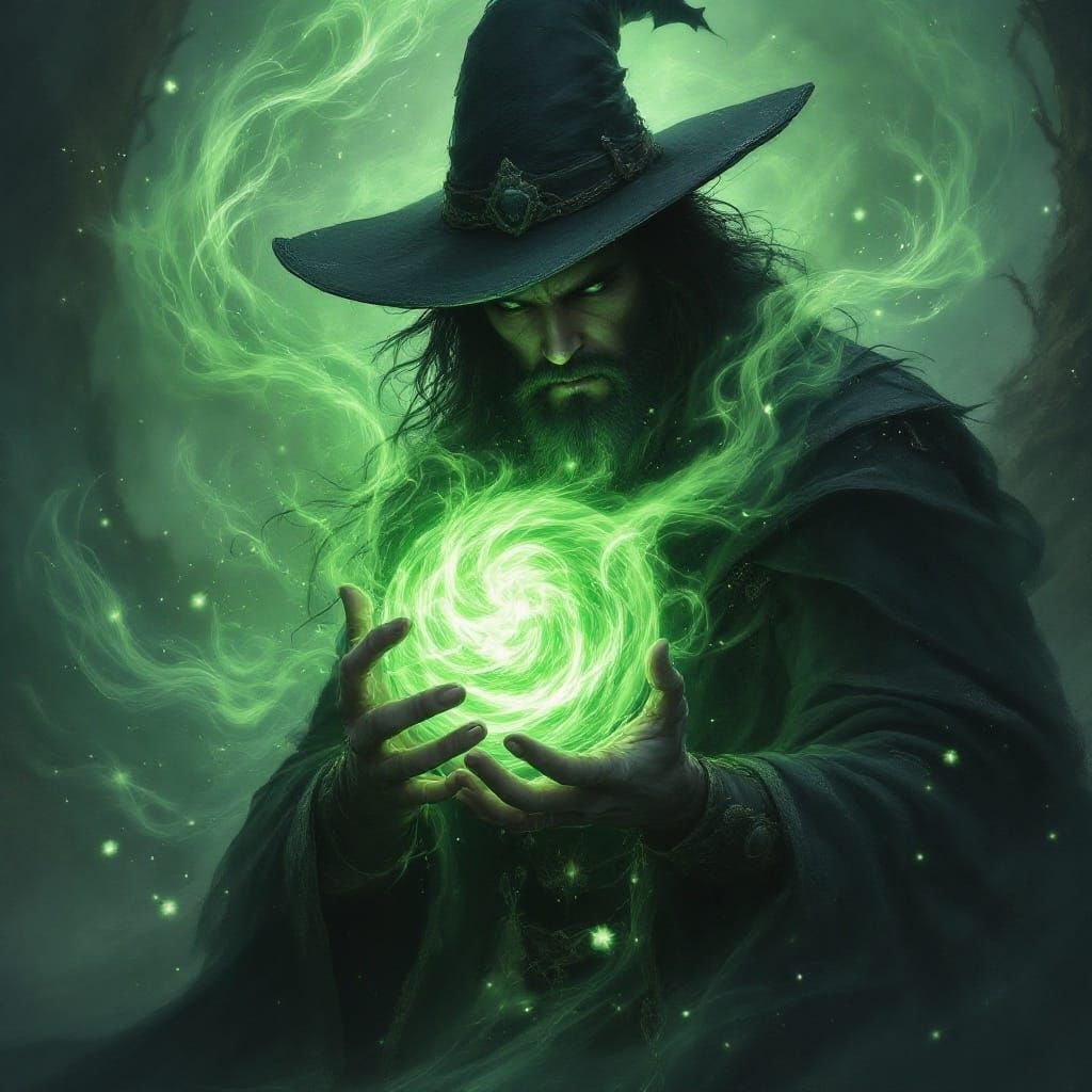 Surreal Portrait of a Fantasy Black Mage in a Magical Realm