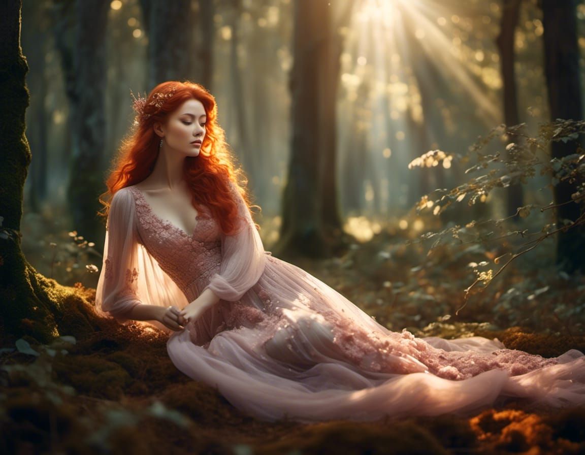 Redhead Woman Photo Shoot in Ethereal Light
