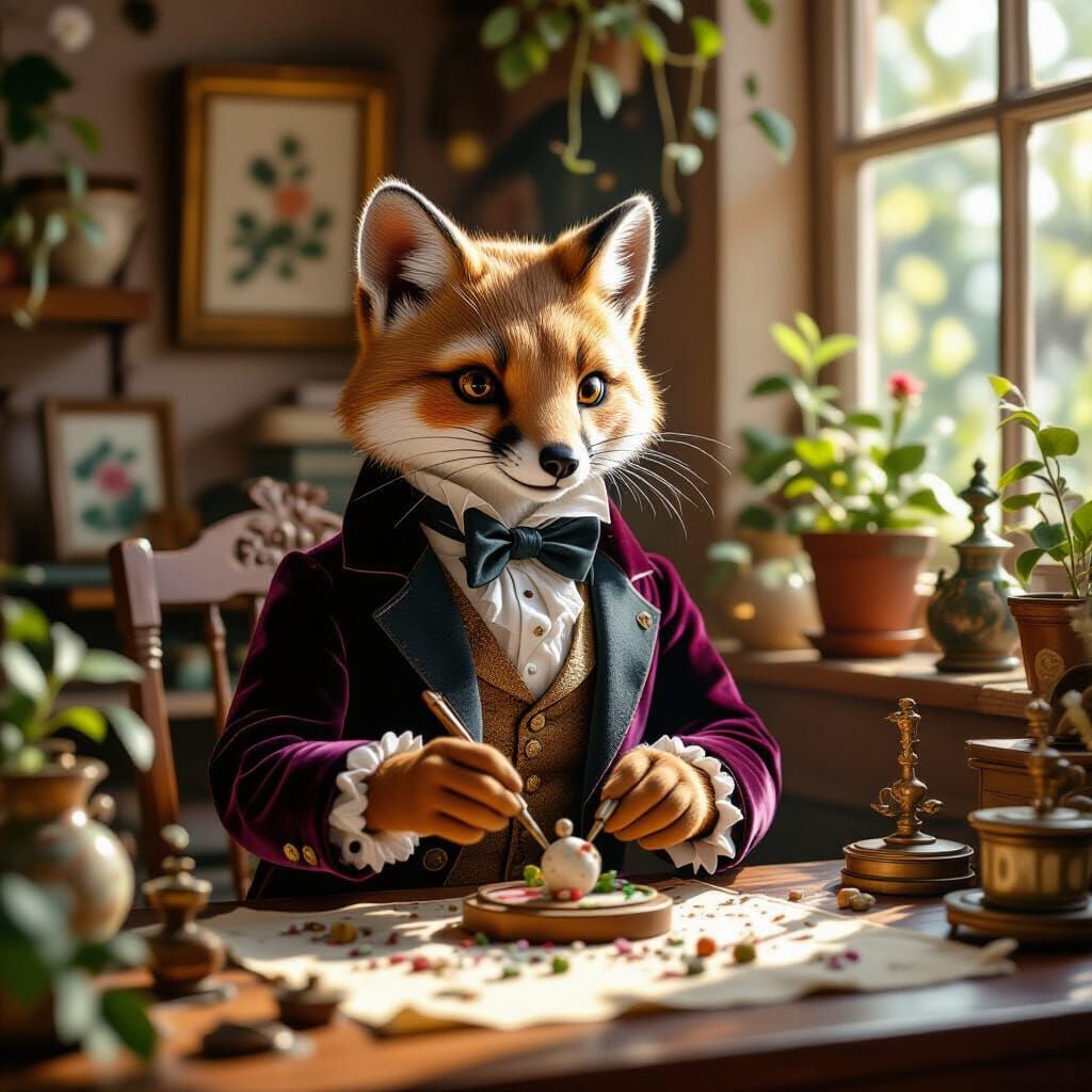 Elegant Stoat Sculpting in Sunlit Atelier