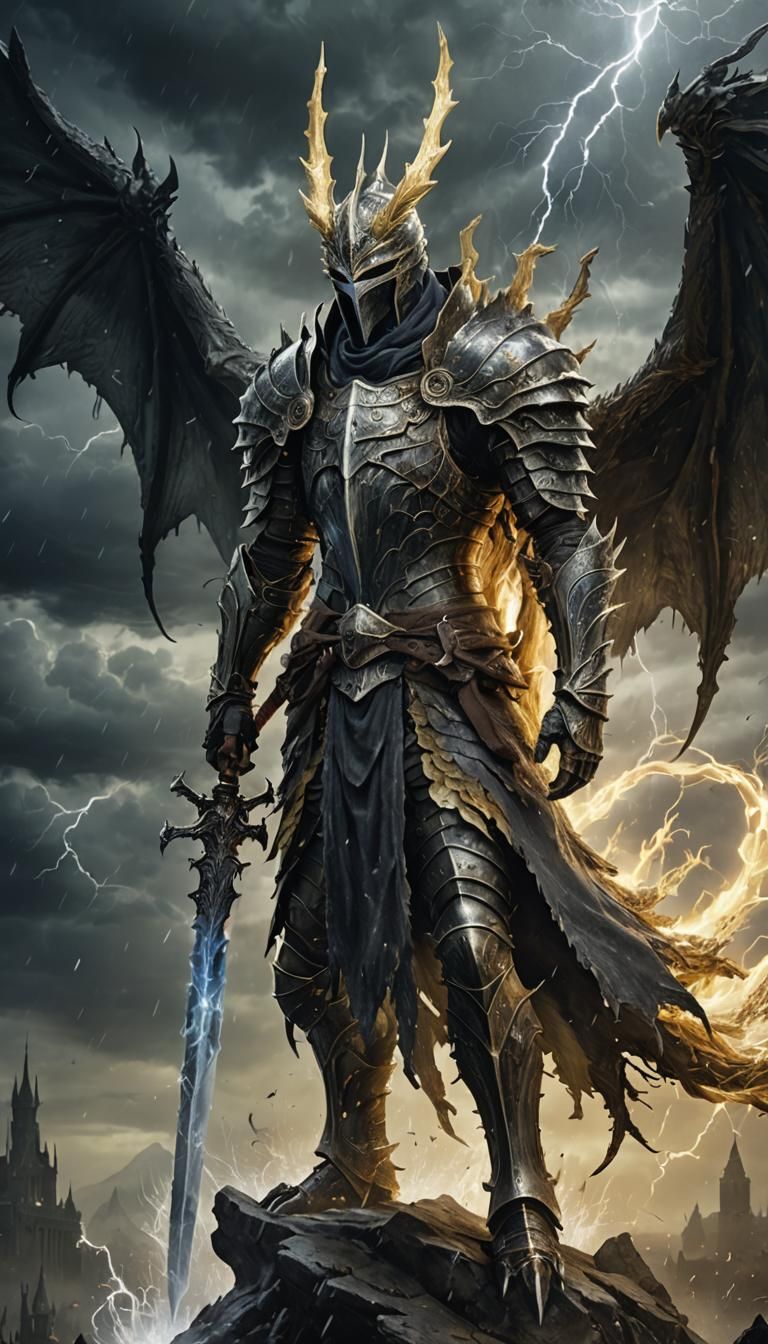 Nameless King on Stormdrake, Detailed Matte Painting