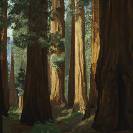 Giant Sequoia Forest in Baroque Oil Painting