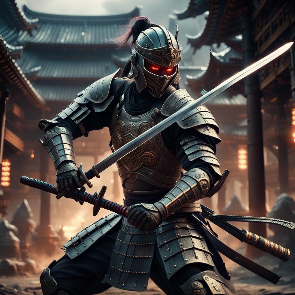 Cyber Warrior Duel: A Digital Matte Painting