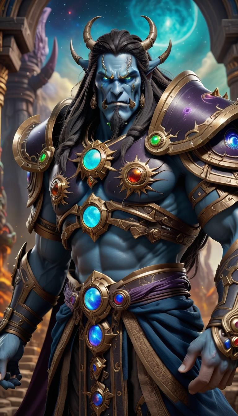 Celestial Titan in Dark Tunic, Warcraft Style