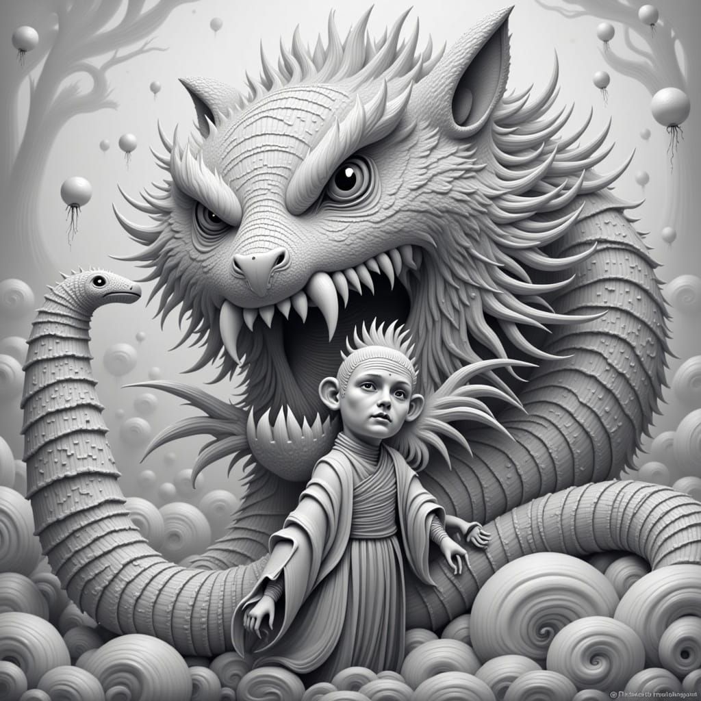 Storybook Creatures in Outlined Style