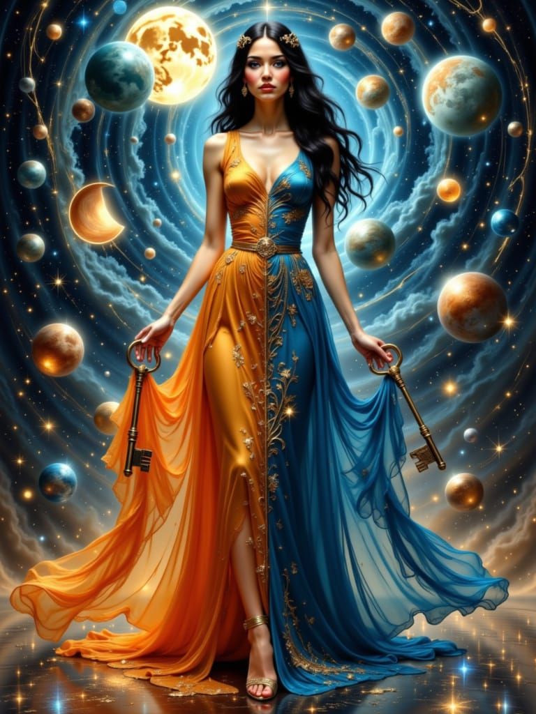 Key Keeper in Astral Landscape, Airbrush Art