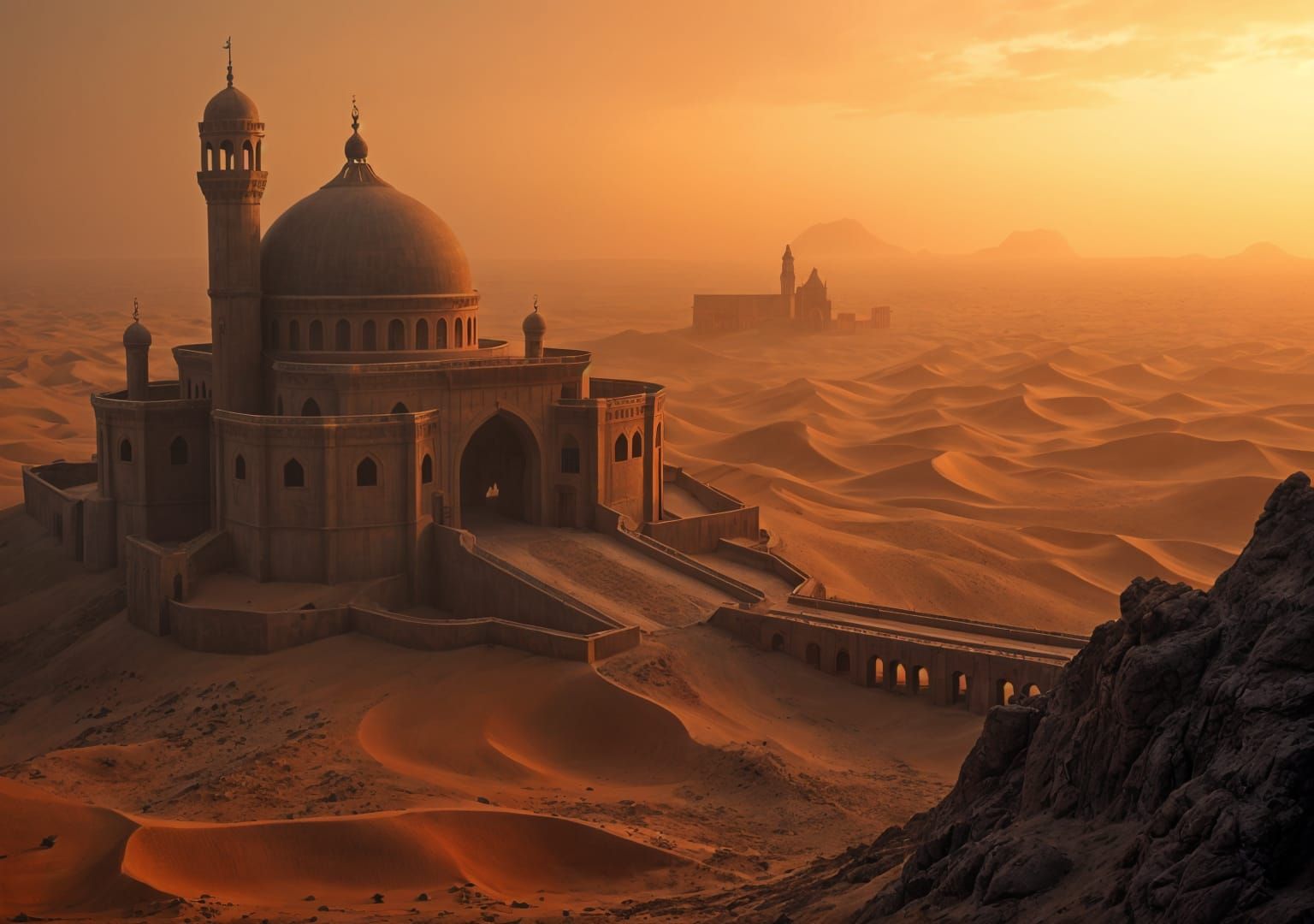 Dark Fantasy Arab Ninja Fortress Oasis