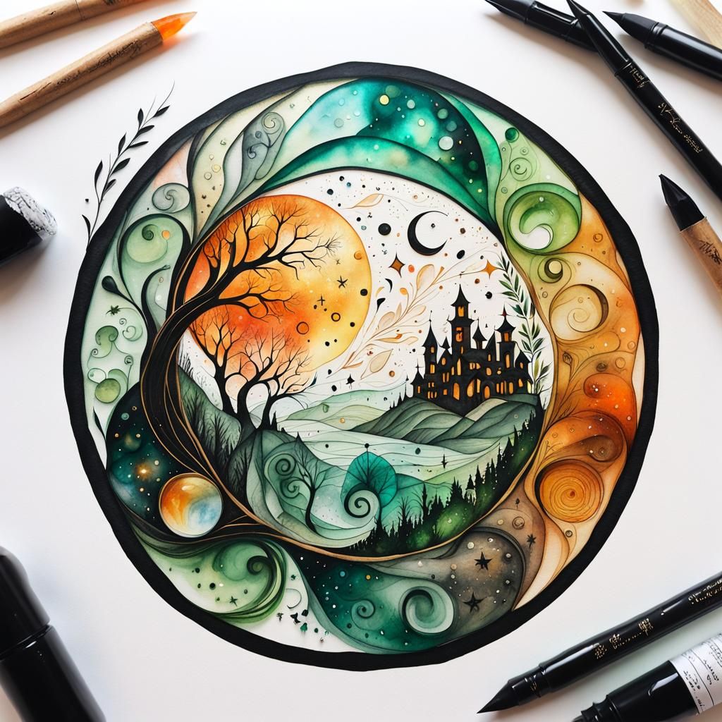 Holographic Calligraphy on Parchment in Acrylic Style