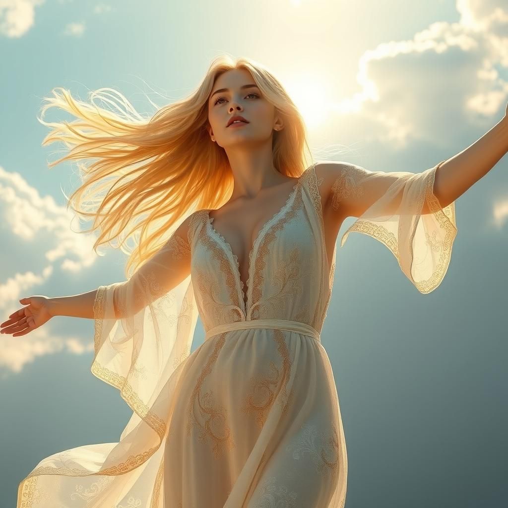Ethereal Goddess Ascending in Hyperrealistic Digital Art