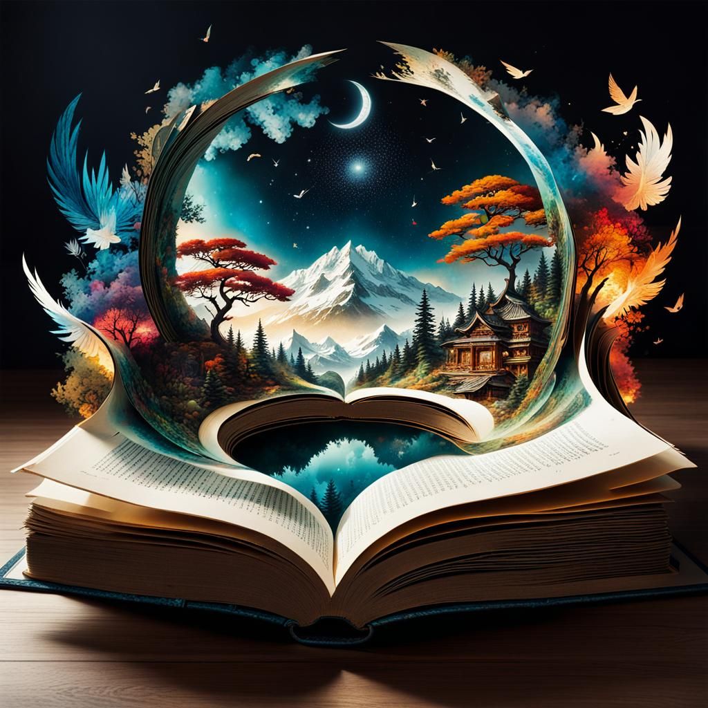 Fantasy World Emerges from Open Book