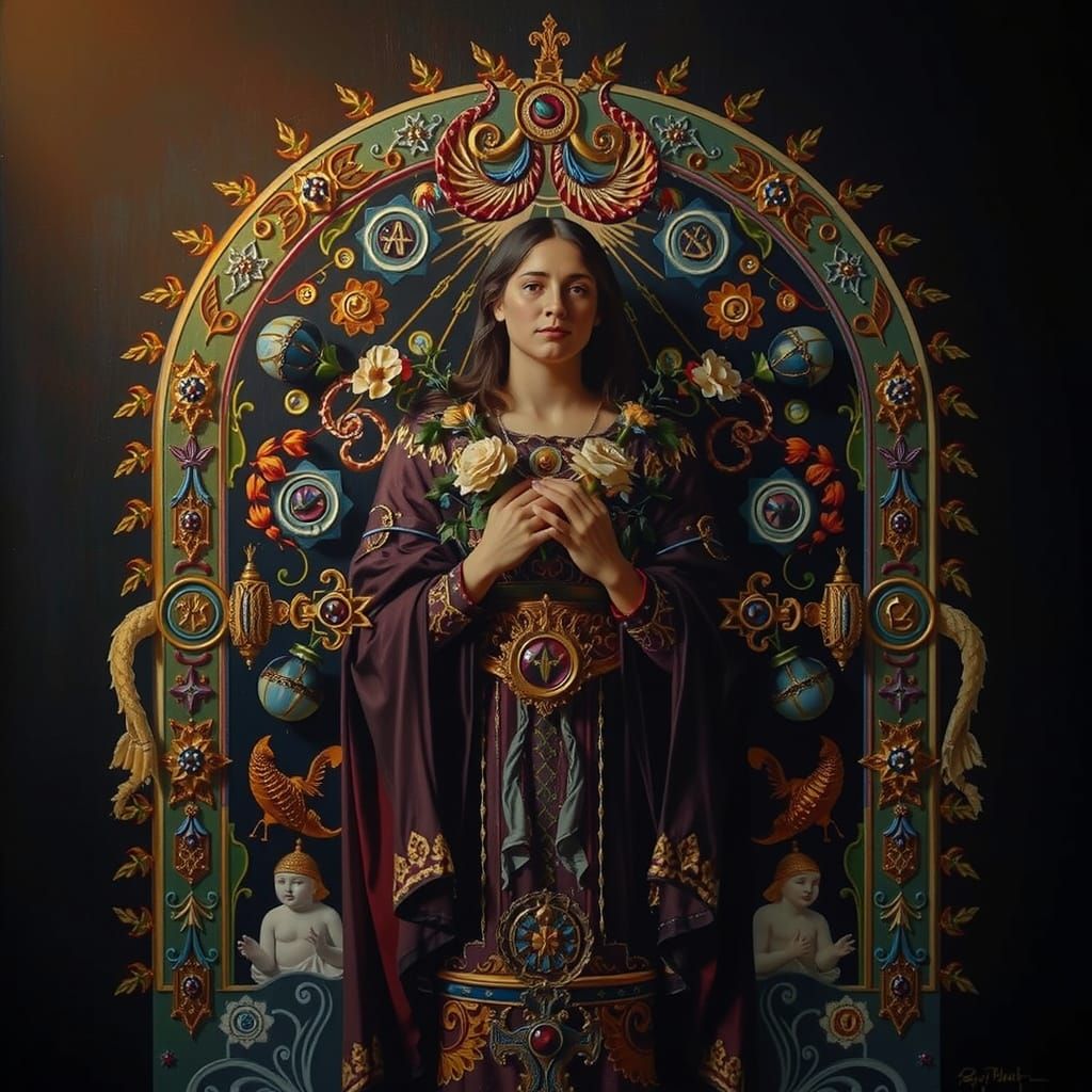 Allegorical Masterpiece Painting of Beauty and Truth